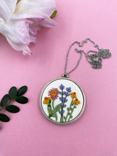 Load image into Gallery viewer, Wildflowers - Large White Circular Pendant
