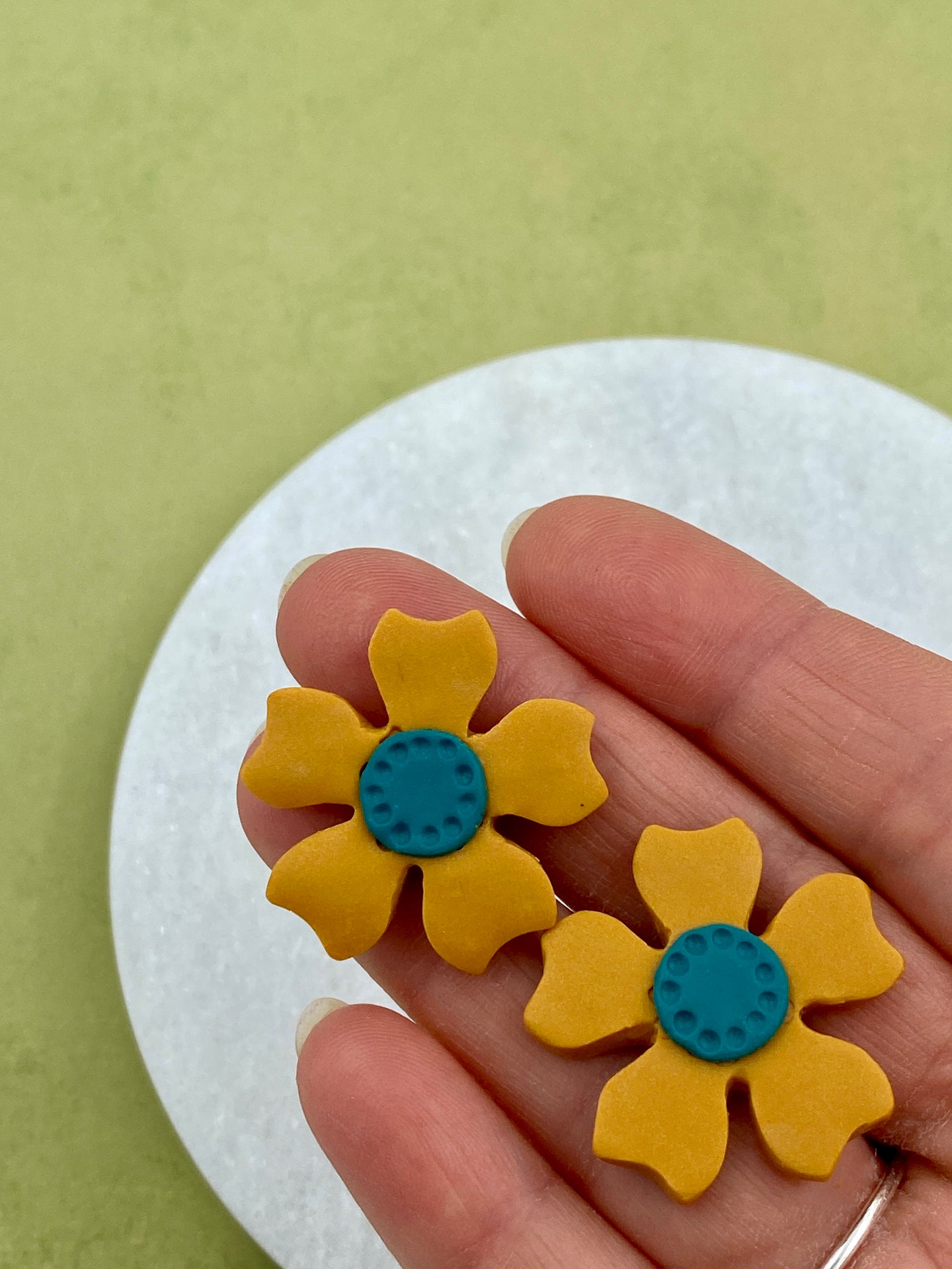 The Miley Floral Collection - Yellow/Teal Studs