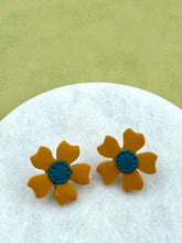 Load image into Gallery viewer, The Miley Floral Collection - Yellow/Teal Studs
