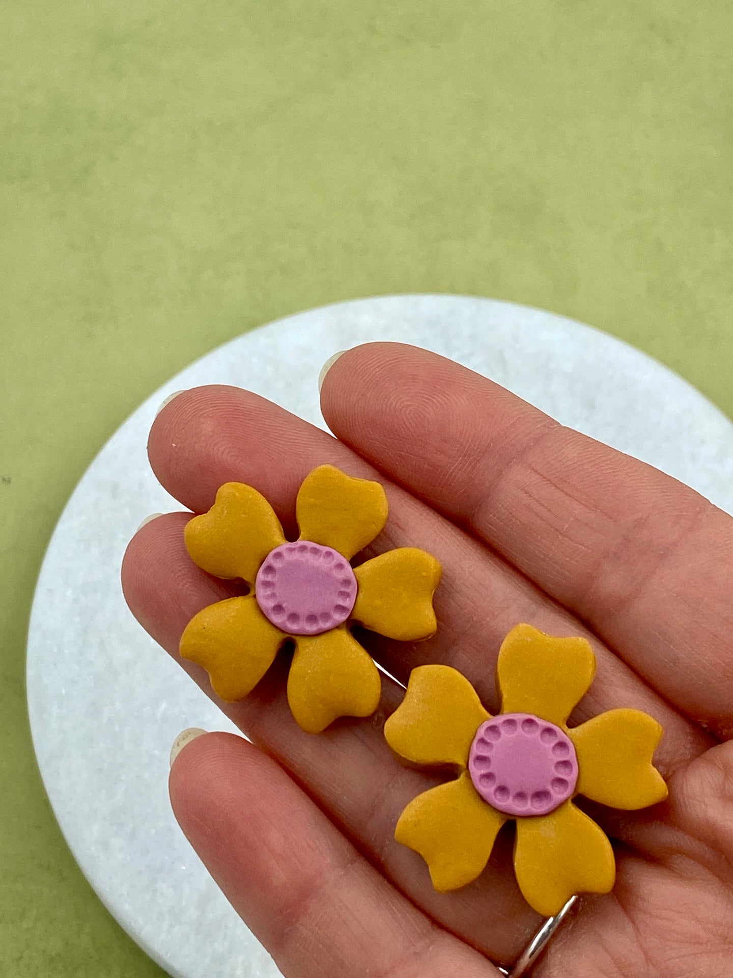 The Miley Floral Collection - Yellow/Pink Studs