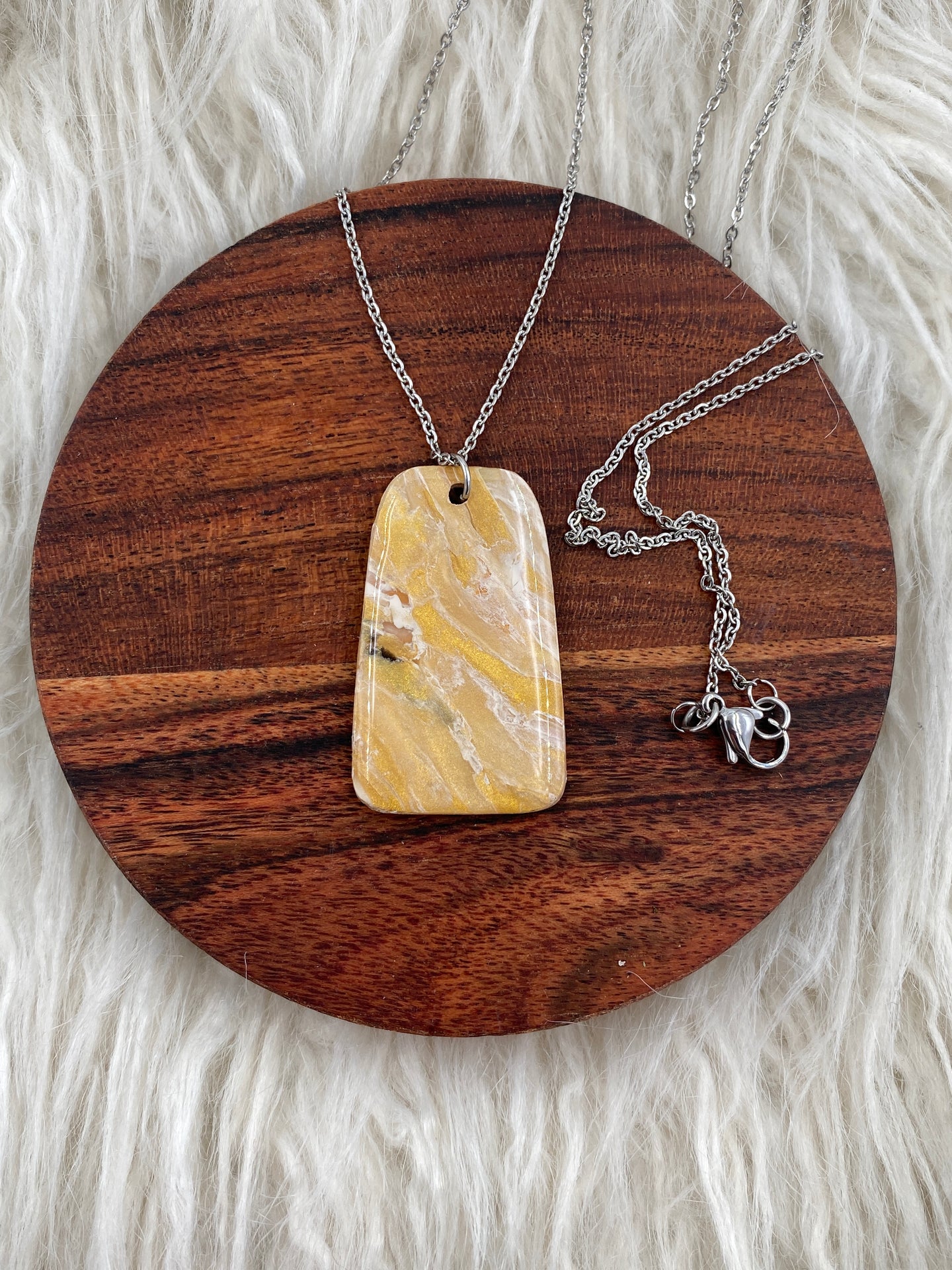 Faux Stone - Golden Pendant Necklace