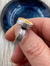 Load image into Gallery viewer, Checkerboard - Mustard 1.5cm Circle Silver Ring
