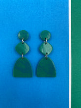 Load image into Gallery viewer, Pack a Punch - 3 Tier Green Statement Earrings
