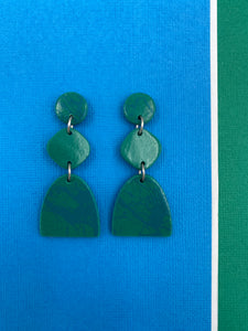 Pack a Punch - 3 Tier Green Statement Earrings